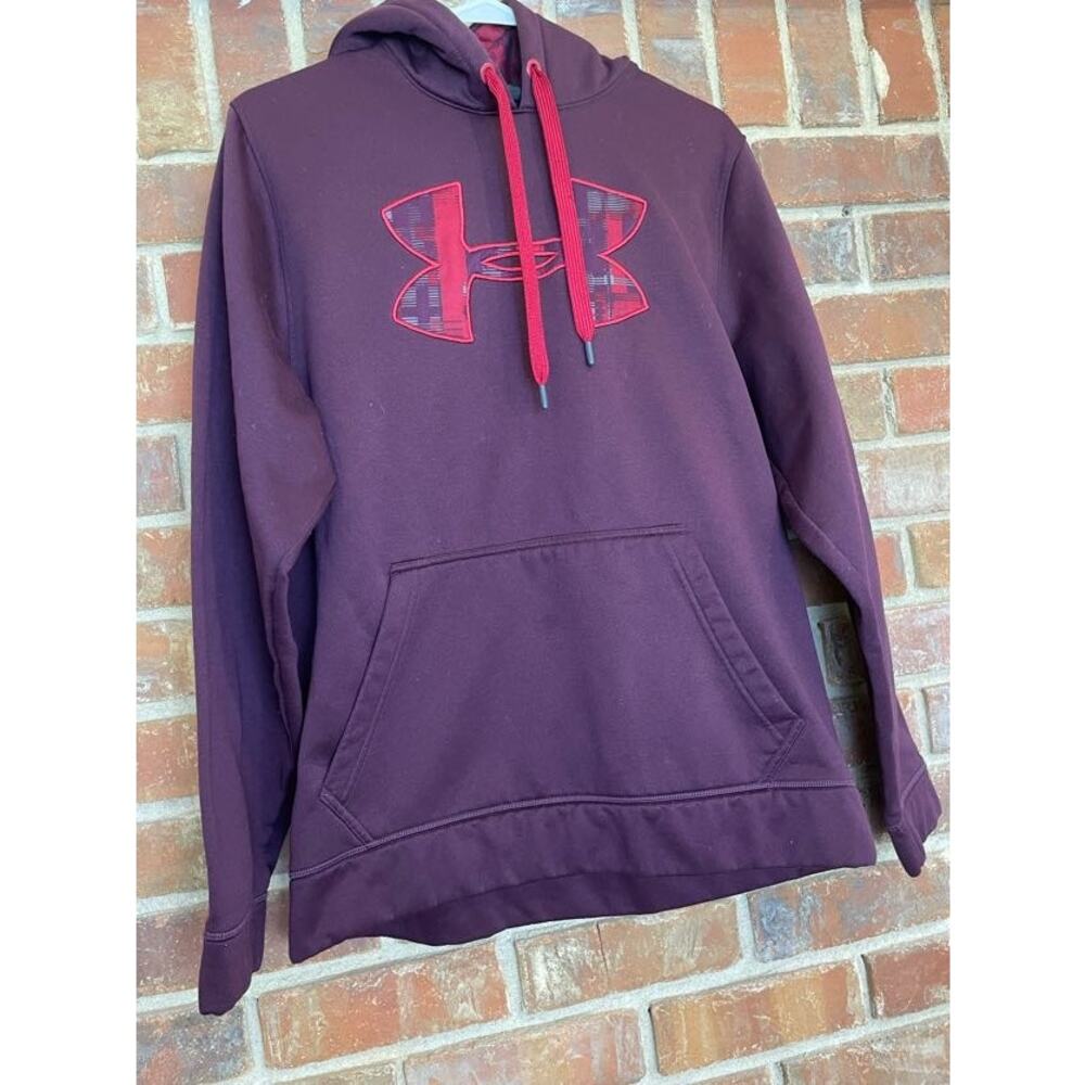 Under Armour Womens Burgundy Drawstring Logo Kangaroo Pullover‎ Hoodie Medium